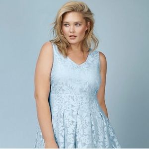 Torrid Rebel Wilson Blue Jacquard Skater Dress